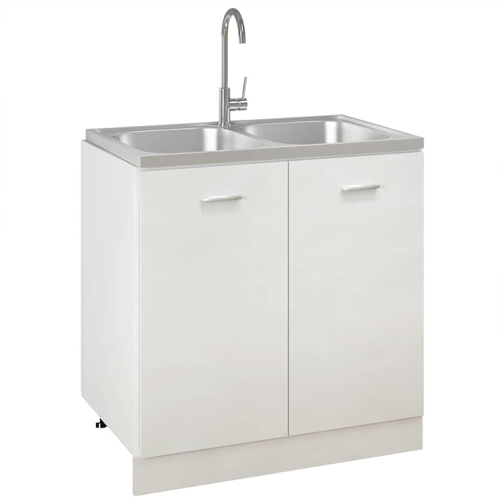 køkkenvask med 2 bassiner 800x500x155 mm rustfrit stål sølv