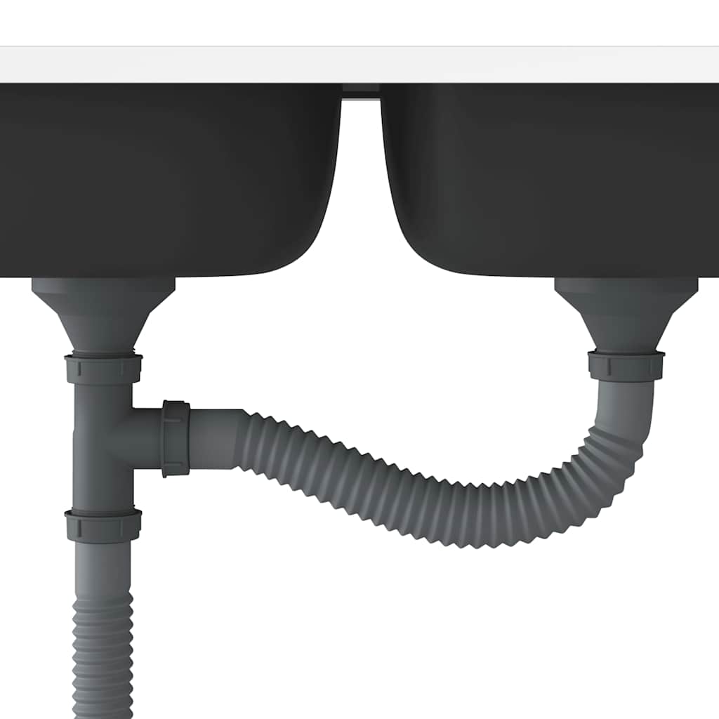 køkkenvask med 2 bassiner 800x500x155 mm rustfrit stål sølv