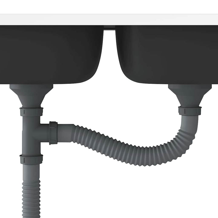 køkkenvask med 2 bassiner 800x500x155 mm rustfrit stål sølv
