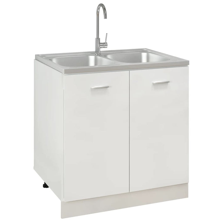 køkkenvask med 2 bassiner 800x600x155 mm rustfrit stål sølv