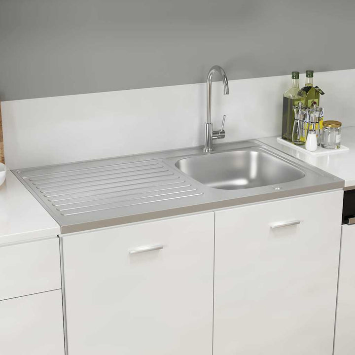 køkkenvask med afløbssæt 1000x600x155 mm rustfrit stål sølv