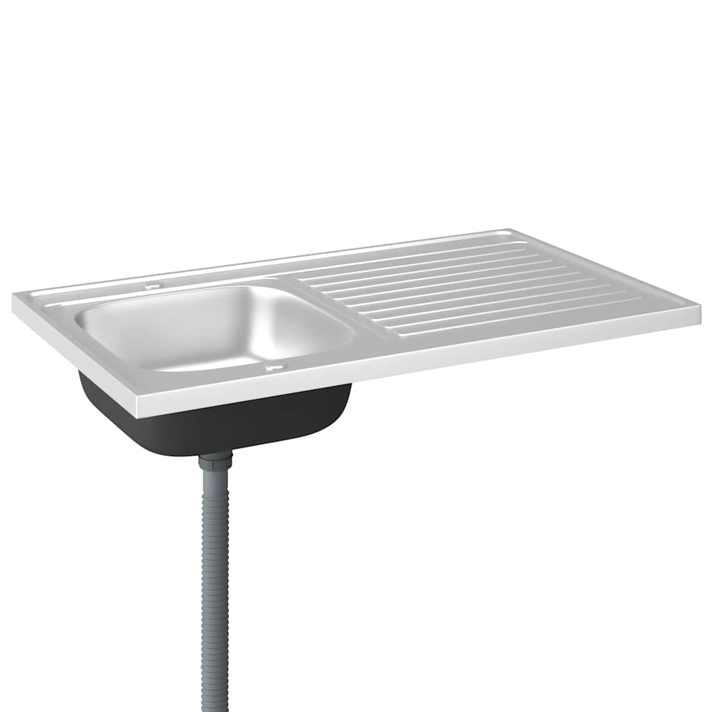 køkkenvask med afløbssæt 1000x600x155 mm rustfrit stål sølv