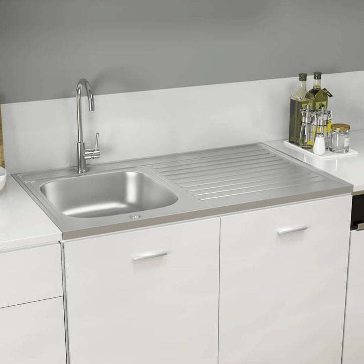 køkkenvask med afløbssæt 1000x600x155 mm rustfrit stål sølv