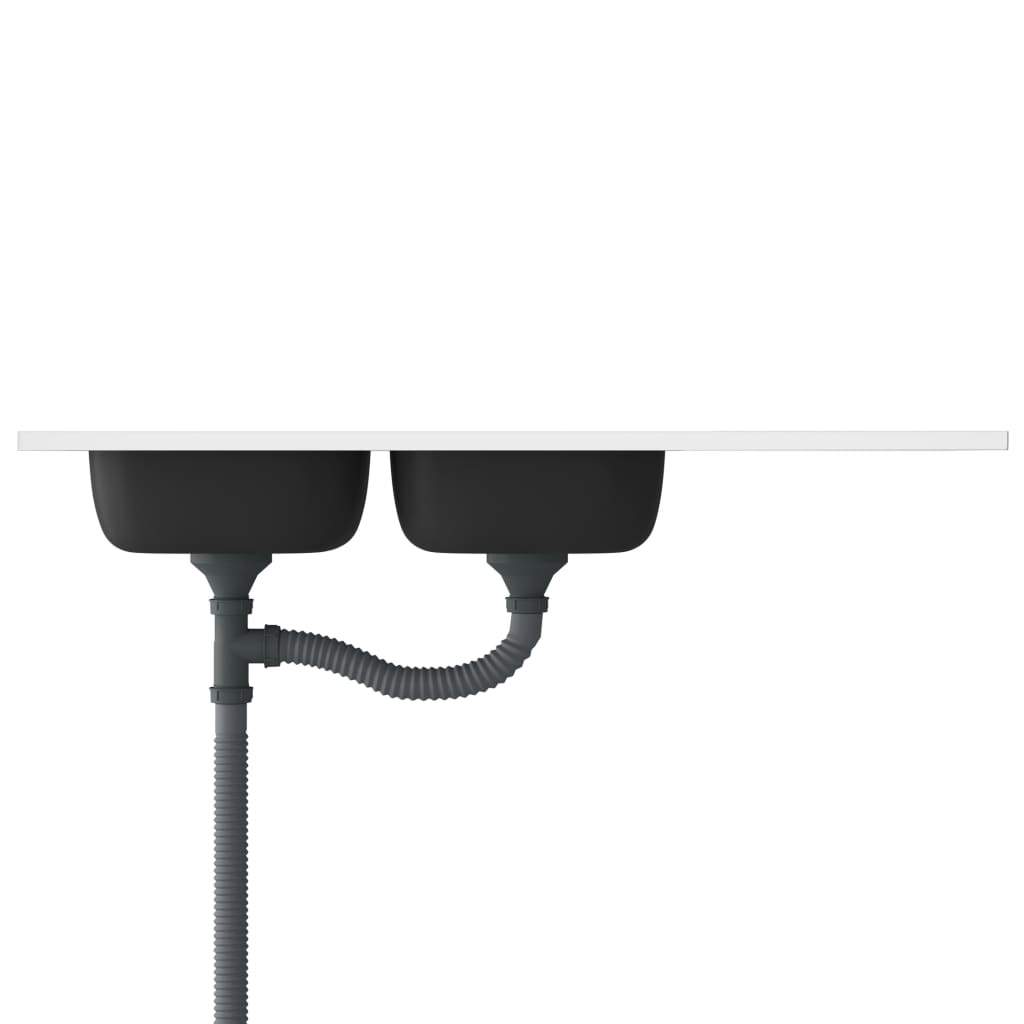 køkkenvask med 2 bassiner 1200x500x155 mm rustfrit stål sølv