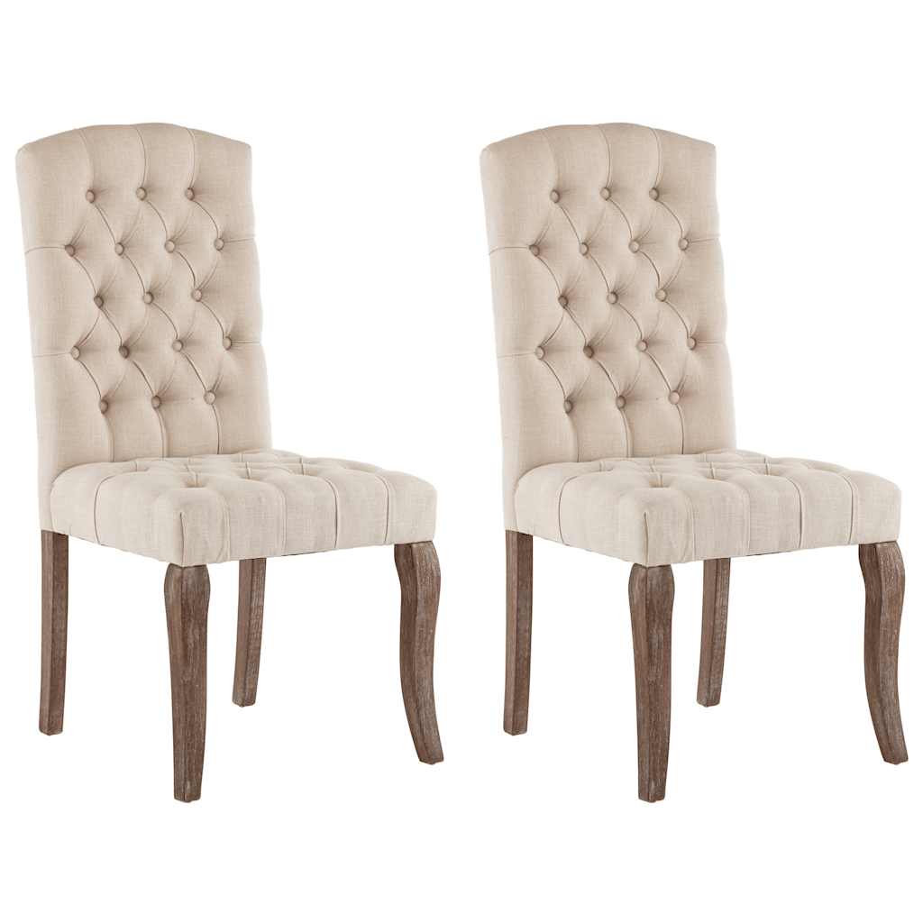 spisebordsstole 2 stk. hør-look stof beige