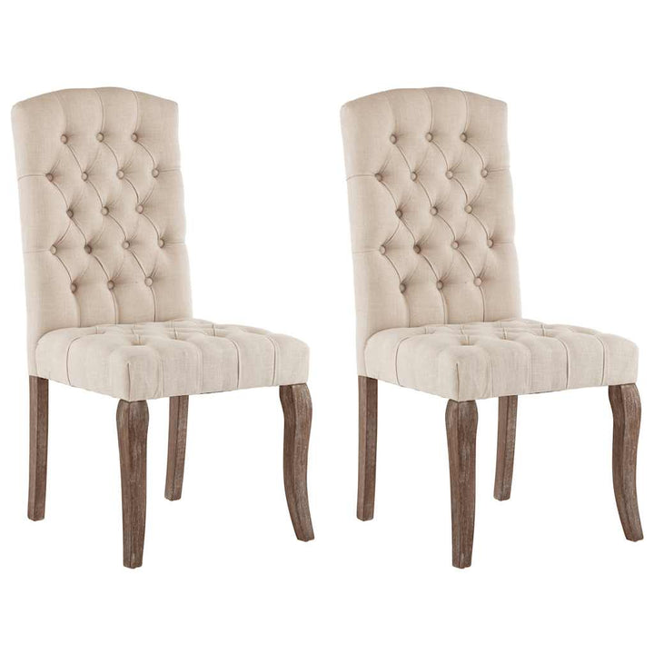 spisebordsstole 2 stk. hør-look stof beige