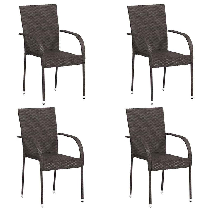 stabelbare havestole 4 stk. polyrattan brun