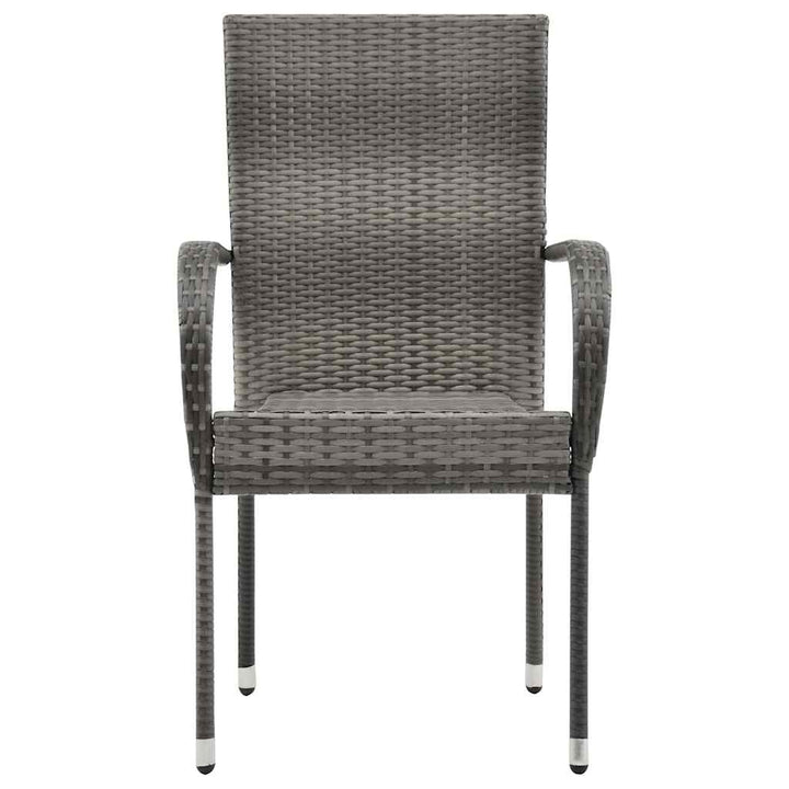havestole 4 stk. stabelbare polyrattan grå