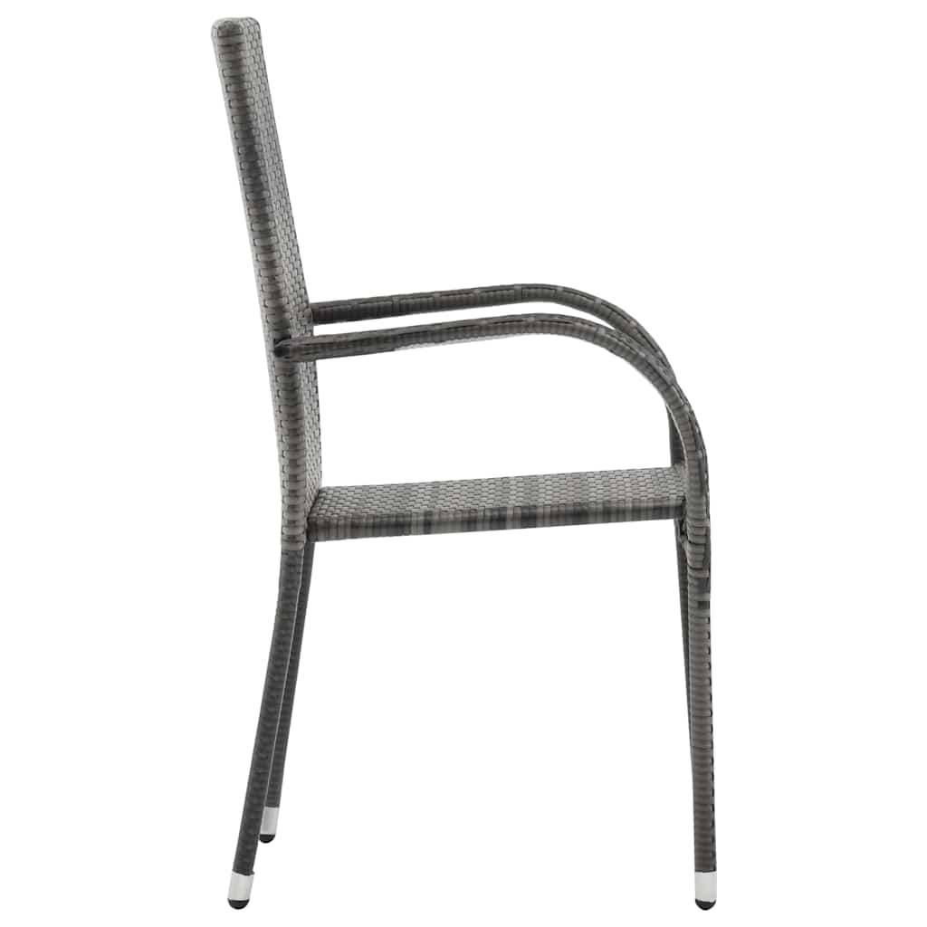 havestole 4 stk. stabelbare polyrattan grå