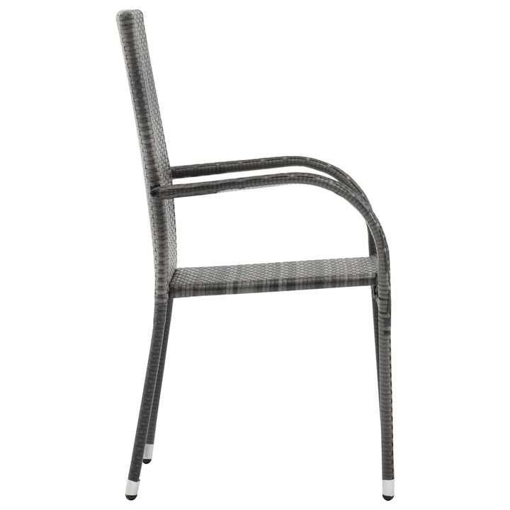 havestole 4 stk. stabelbare polyrattan grå