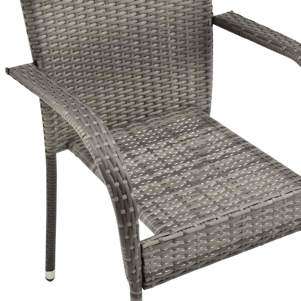 havestole 4 stk. stabelbare polyrattan grå