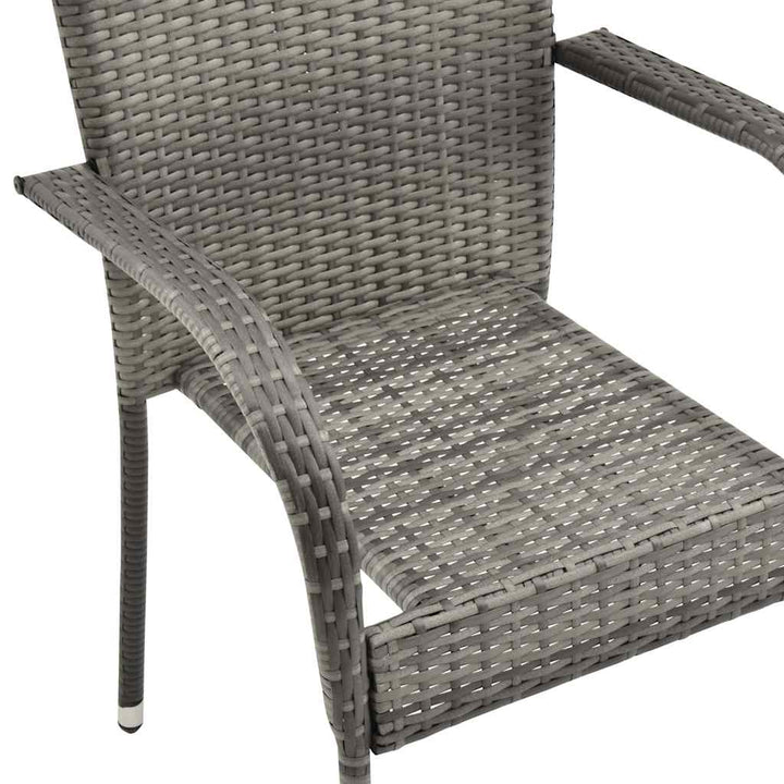 havestole 4 stk. stabelbare polyrattan grå