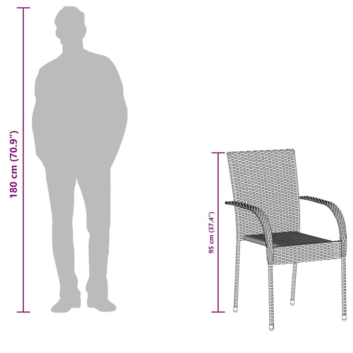 havestole 4 stk. stabelbare polyrattan grå