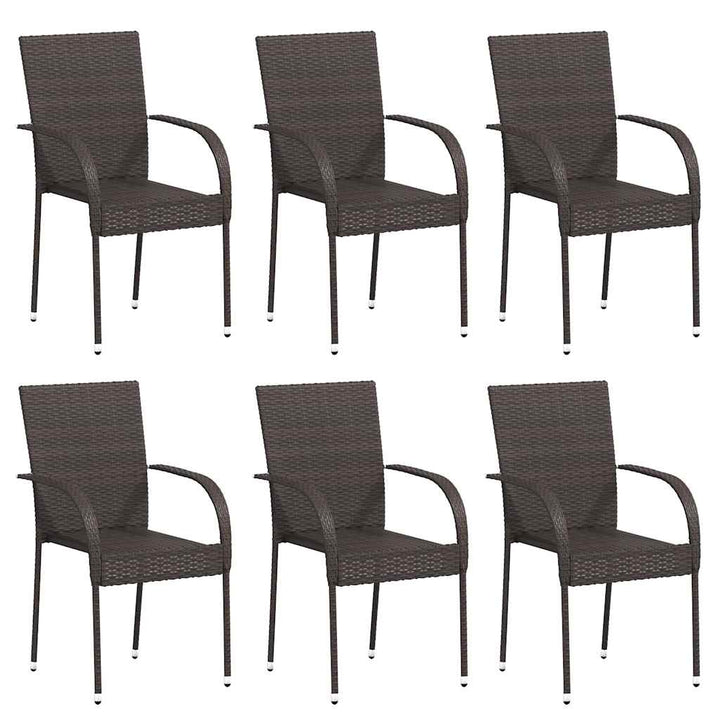 stabelbare havestole 6 stk. polyrattan brun