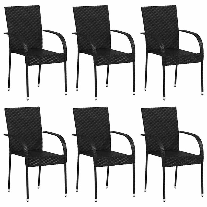 havestole 6 stk. stabelbare polyrattan sort