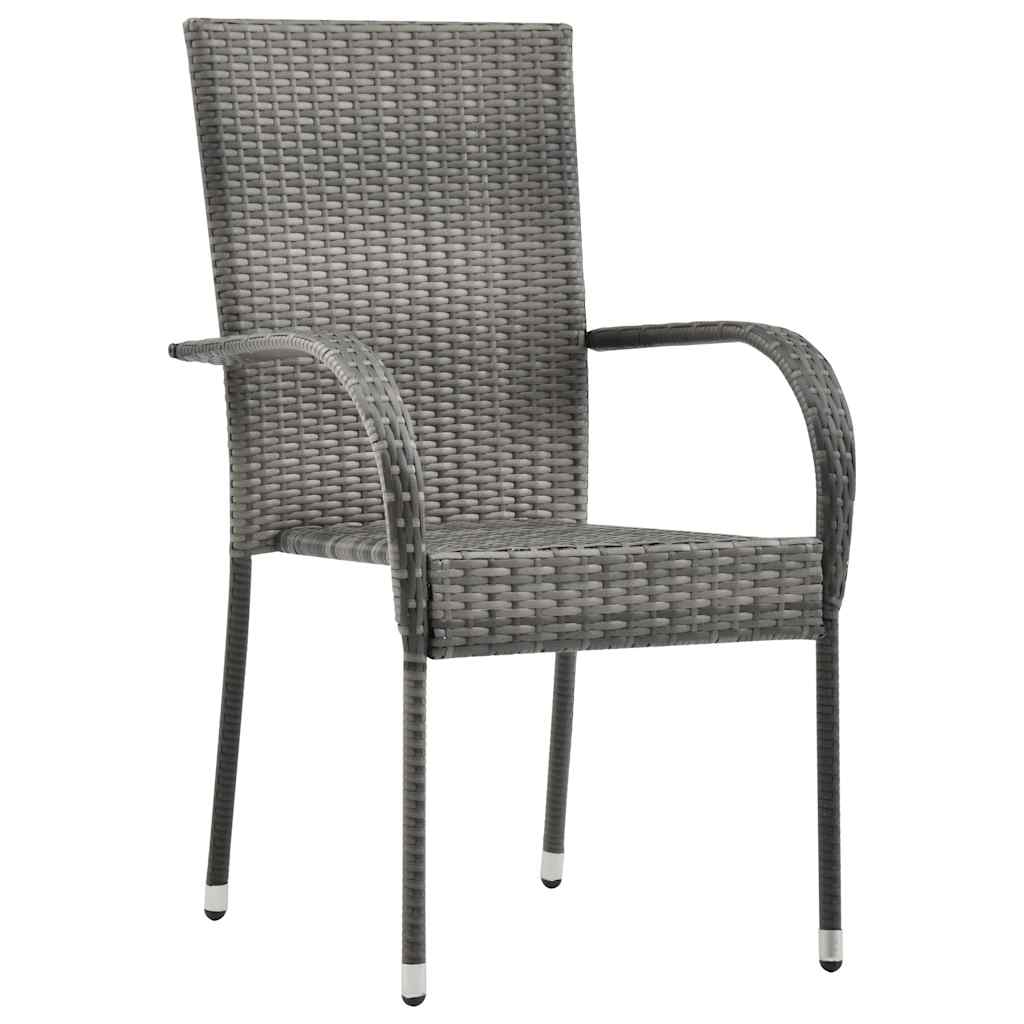 havestole 6 stk. stabelbare polyrattan grå