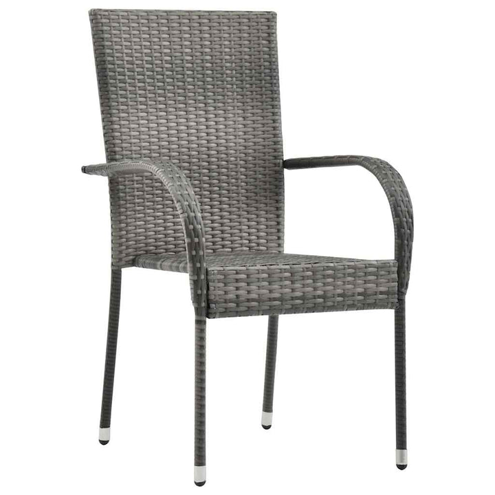 havestole 6 stk. stabelbare polyrattan grå