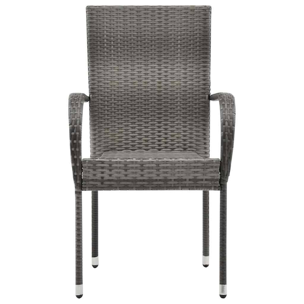 havestole 6 stk. stabelbare polyrattan grå