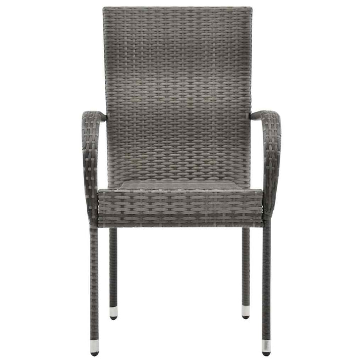havestole 6 stk. stabelbare polyrattan grå