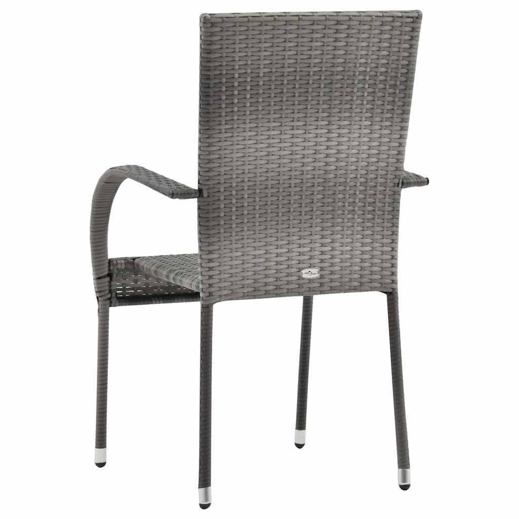 havestole 6 stk. stabelbare polyrattan grå