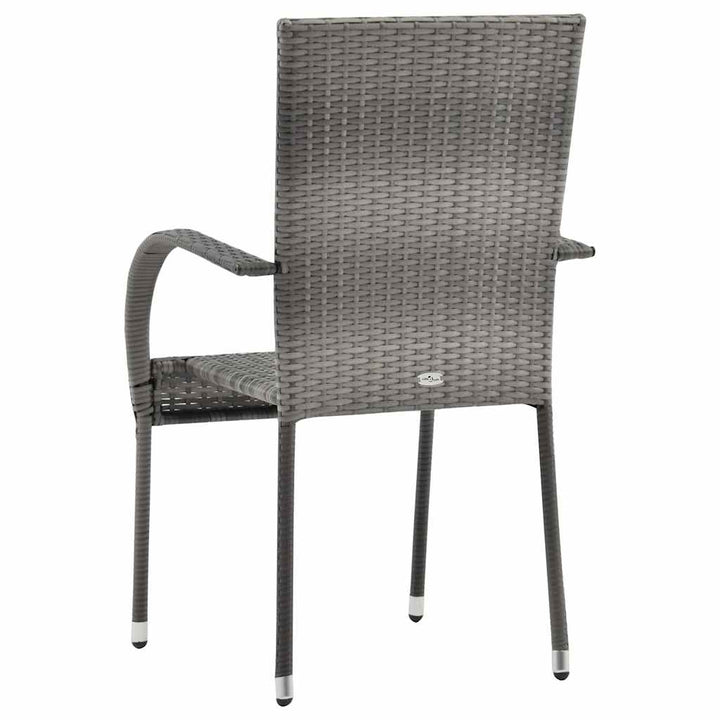 havestole 6 stk. stabelbare polyrattan grå