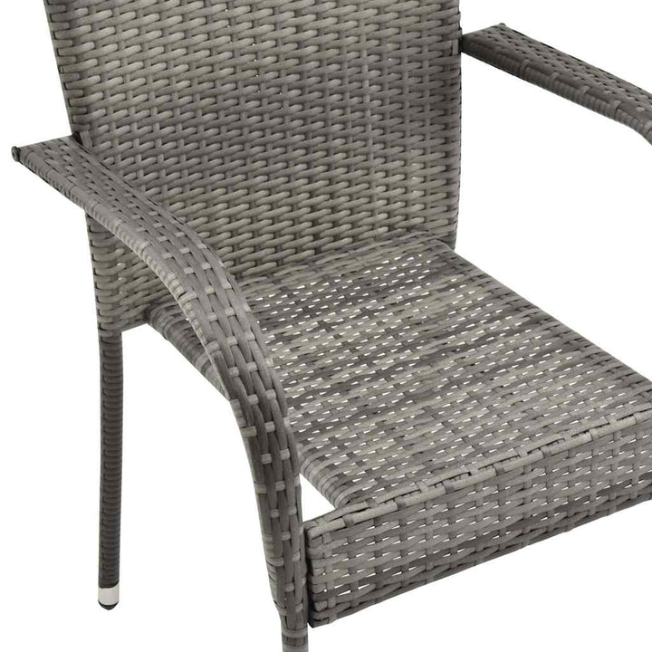 havestole 6 stk. stabelbare polyrattan grå