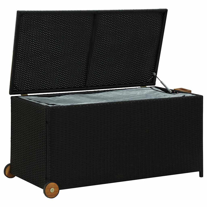 opbevaringskasse til haven 120x65x61 cm polyrattan sort