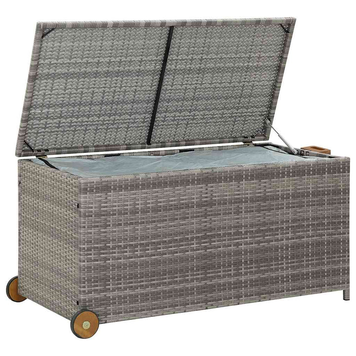 opbevaringskasse til haven 120x65x61 cm polyrattan lysegrå
