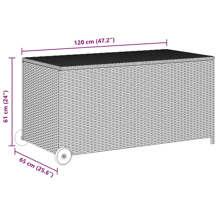opbevaringskasse til haven 120x65x61 cm polyrattan lysegrå