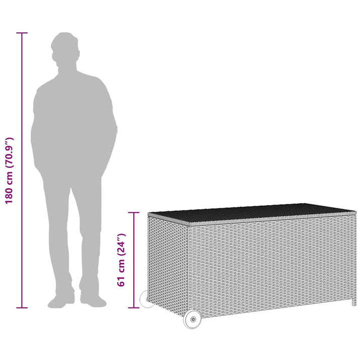opbevaringskasse til haven 120x65x61 cm polyrattan lysegrå