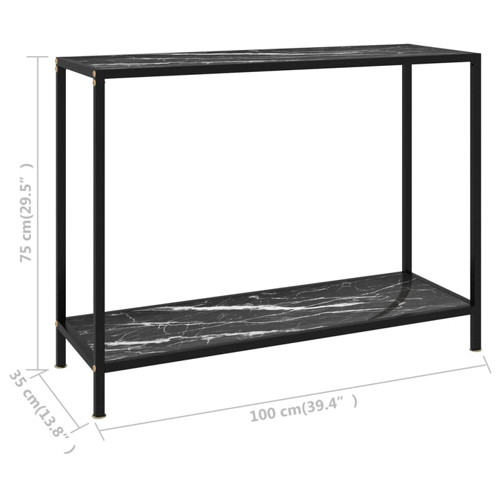 konsolbord 100x35x75 cm hærdet glas sort