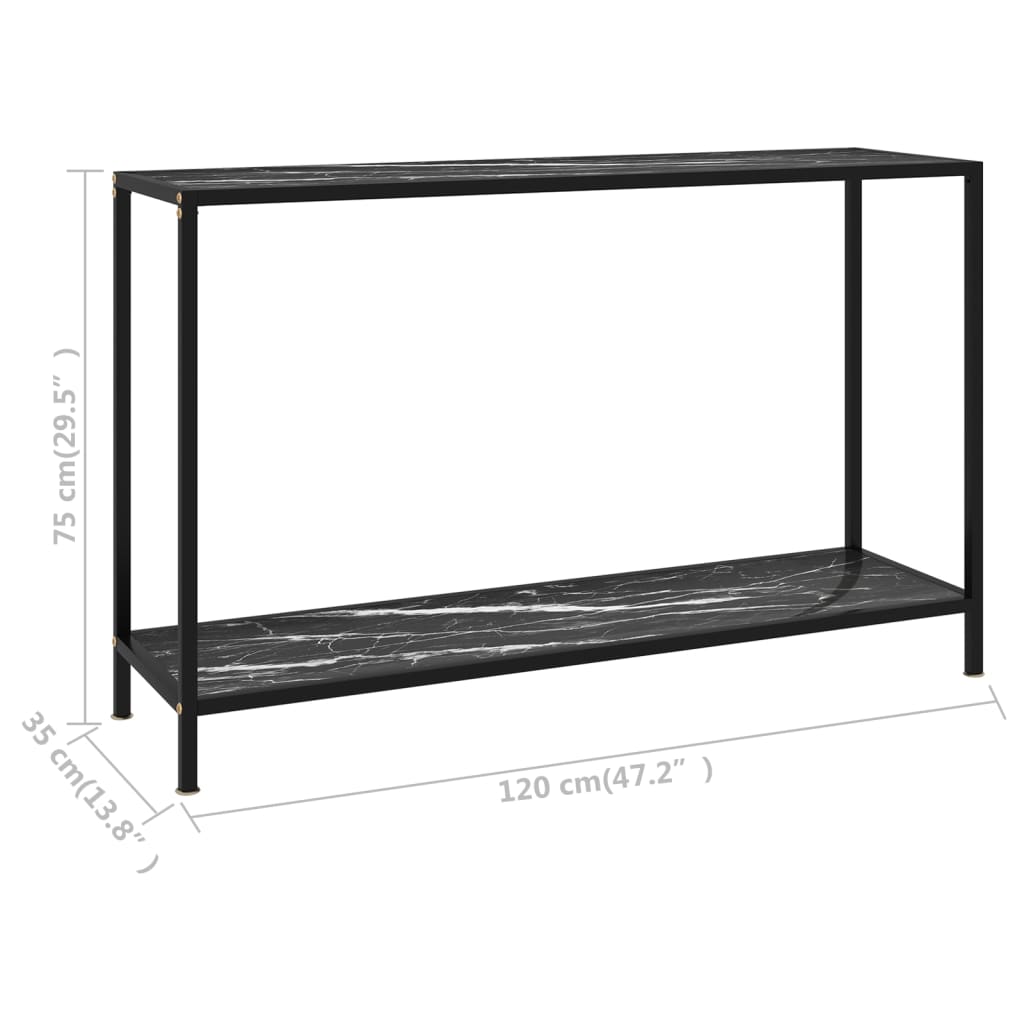 konsolbord 120x35x75 cm hærdet glas sort