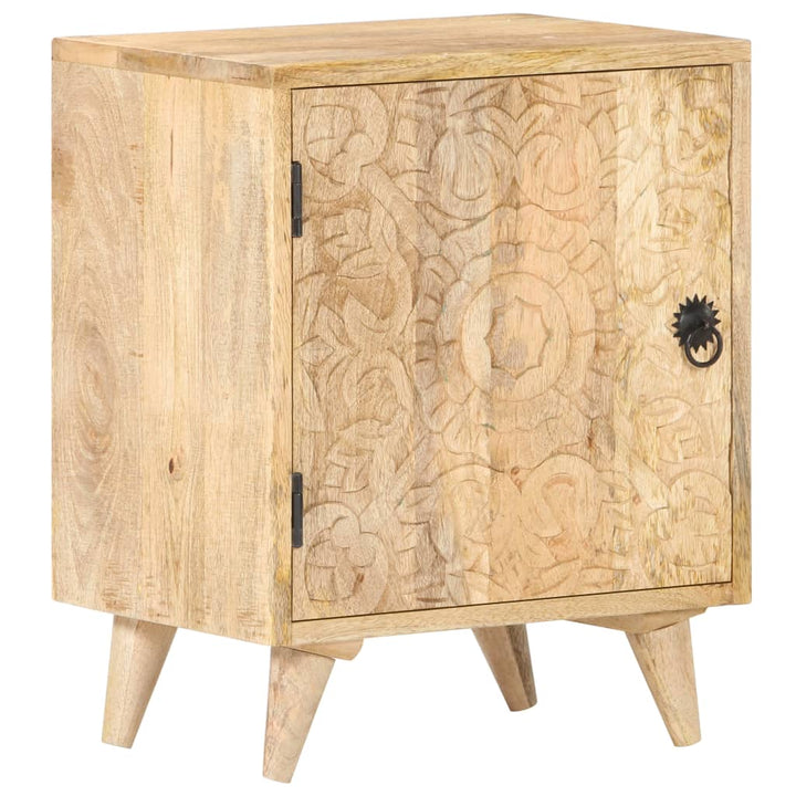 sengebord med udskåret mønster 40x30x50 cm massivt mangotræ