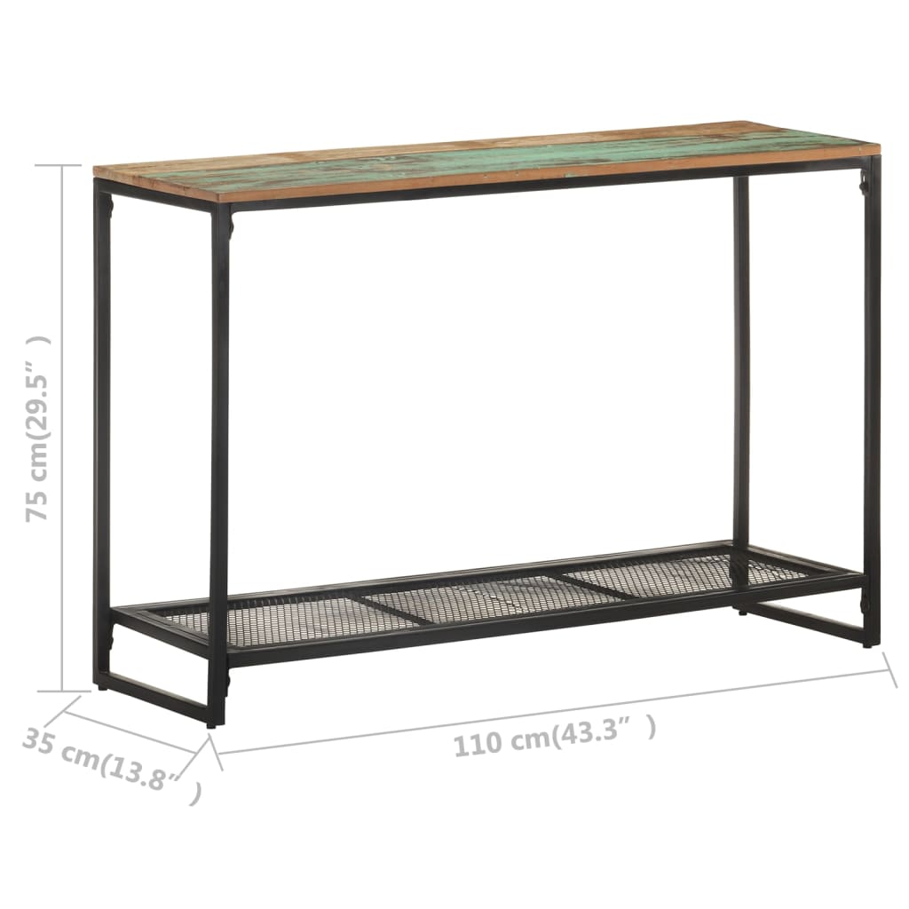 konsolbord 110x35x75 cm massivt genbrugstræ