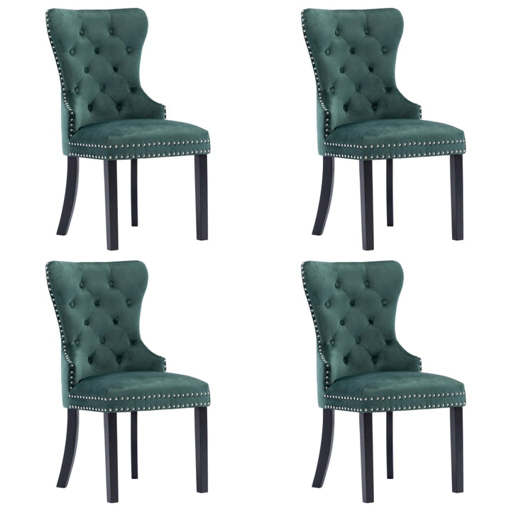spisebordsstole 4 stk. velour mørkegrøn