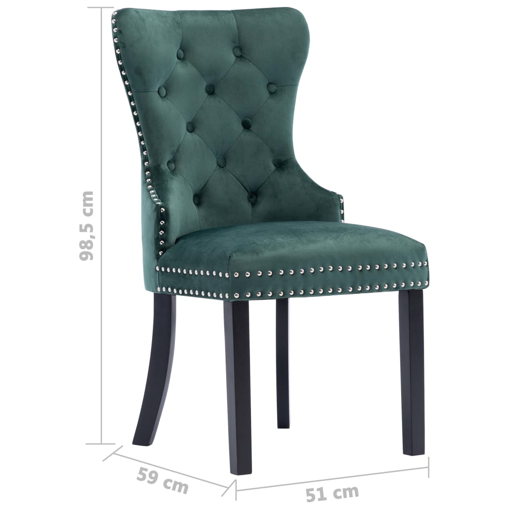 spisebordsstole 4 stk. velour mørkegrøn