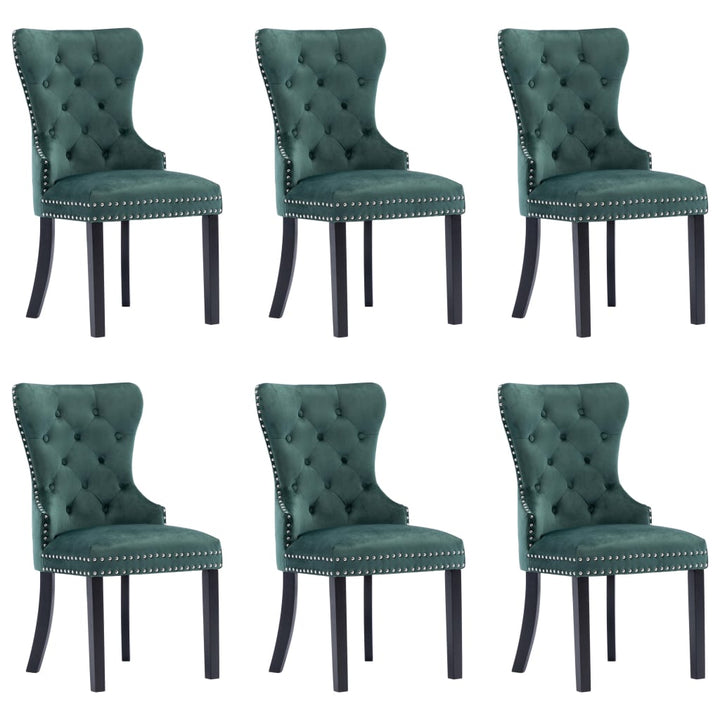 spisebordsstole 6 stk. velour mørkegrøn