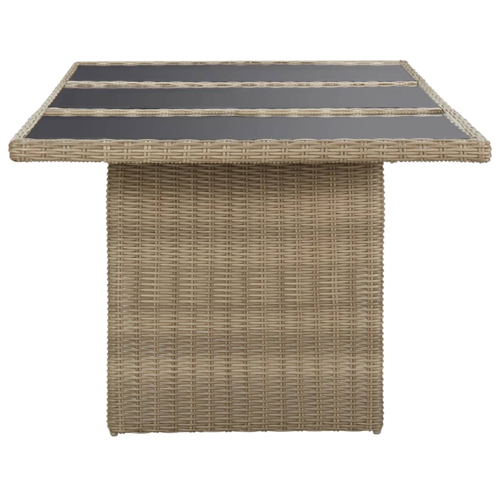 havebord 200x100x74 cm glas og polyrattan brun