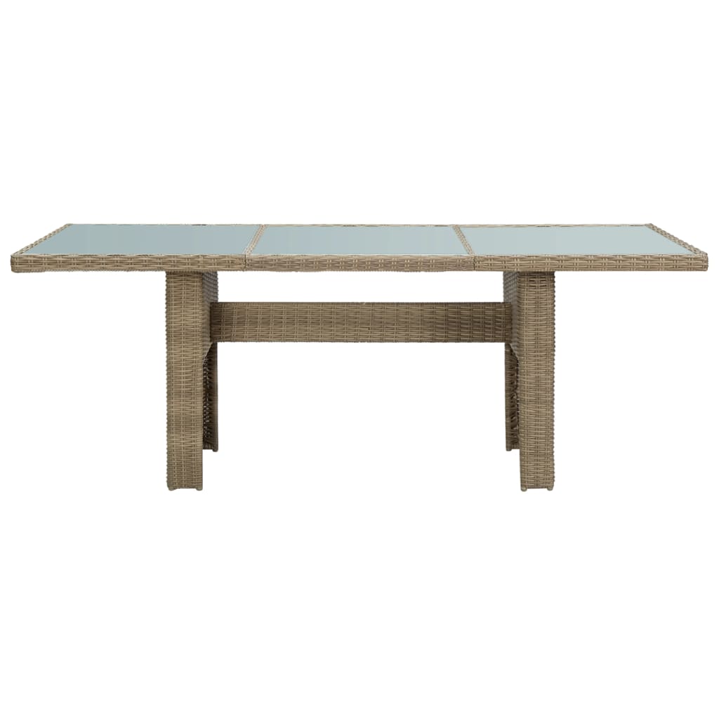 havebord 200x100x74 cm glas og polyrattan brun