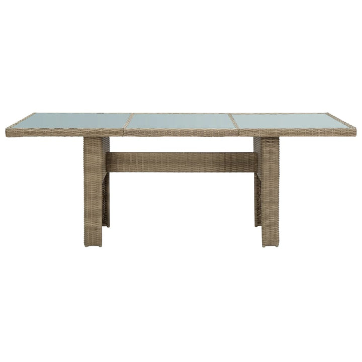 havebord 200x100x74 cm glas og polyrattan brun