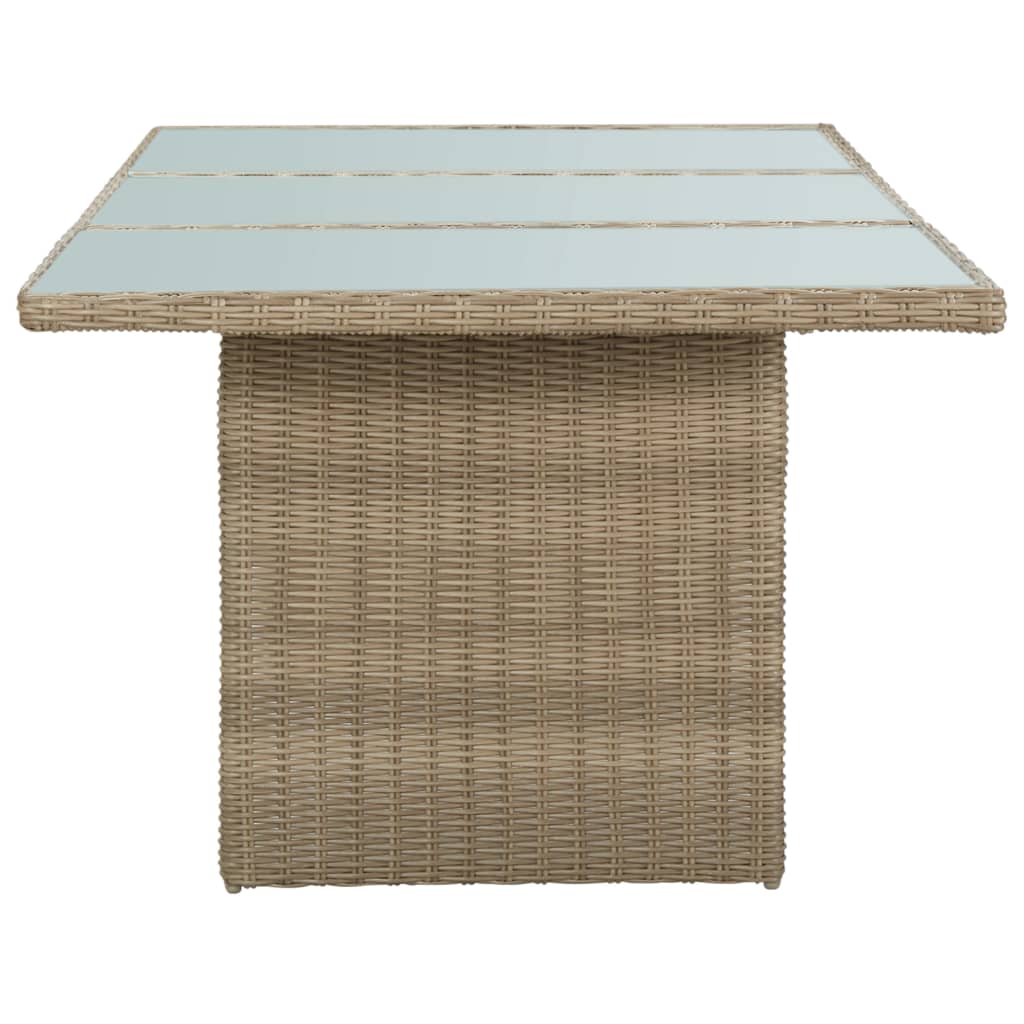 havebord 200x100x74 cm glas og polyrattan brun