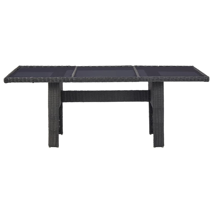 havebord 200x100x74 cm glas og polyrattan sort