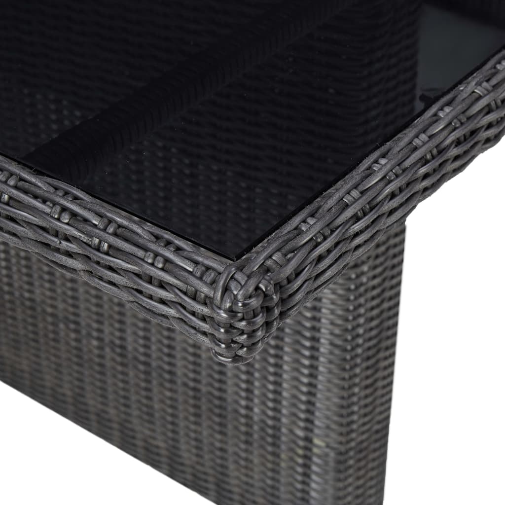 havebord 200x100x74 cm glas og polyrattan sort