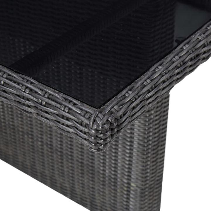 havebord 200x100x74 cm glas og polyrattan sort