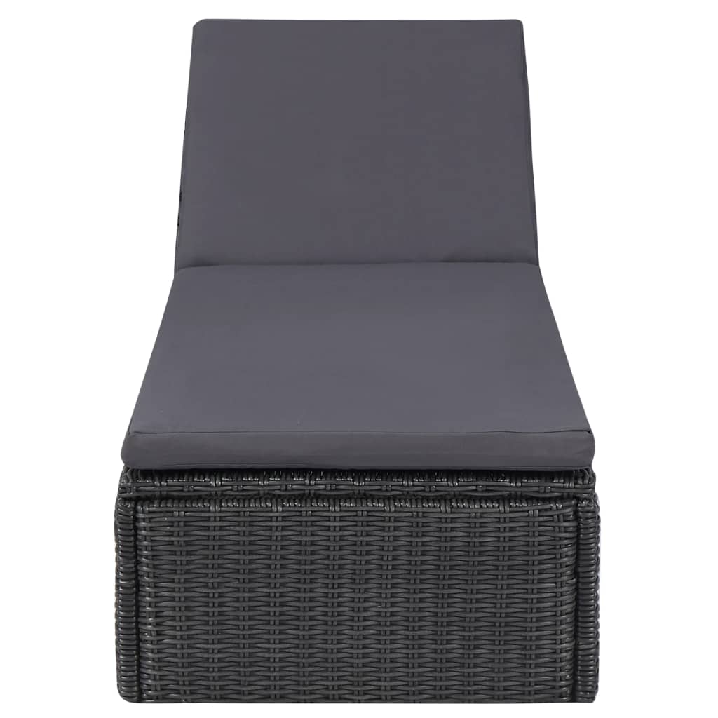 liggestol polyrattan sort og mørkegrå