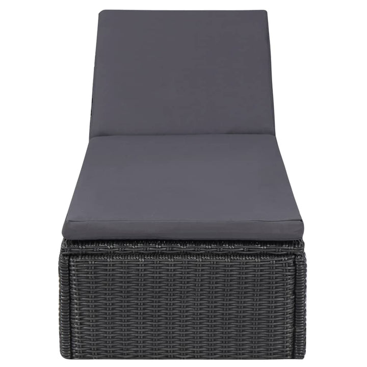 liggestol polyrattan sort og mørkegrå