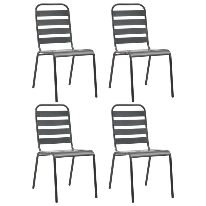 udendørsstole 4 stk. lameldesign stål mørkegrå