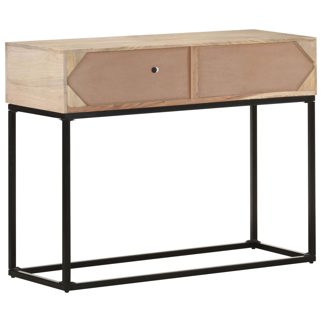 konsolbord 100x35x76 cm massivt mangotræ og naturlig rørflet