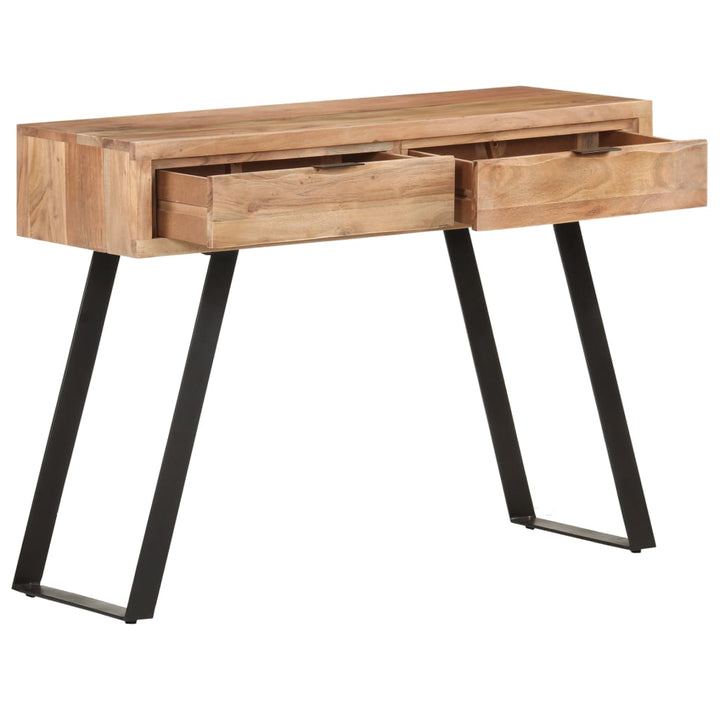 konsolbord 100x35x76 cm massivt akacietræ med naturlige kanter