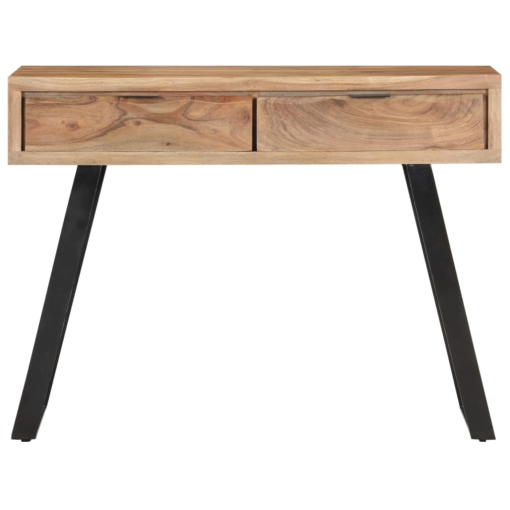 konsolbord 100x35x76 cm massivt akacietræ med naturlige kanter